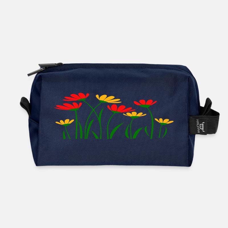 Blumenwiese - Recycelte Kulturtasche - Navy