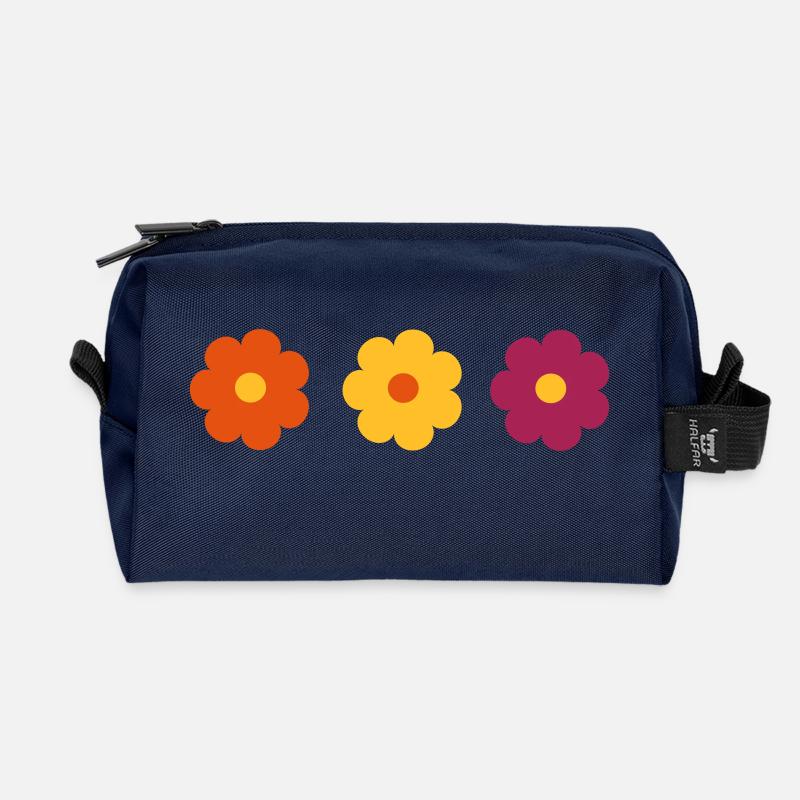 BLUMEN - Recycelte Kulturtasche - Navy
