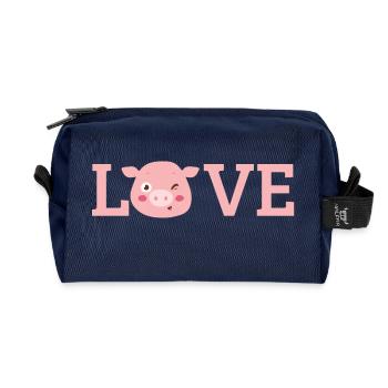 Pig / Farm: Love - Recycled Toiletry Zip Bag - navy - Front