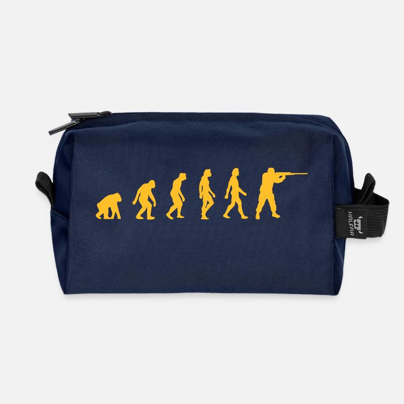 Die Evolution der Jäger - Recycelte Kulturtasche - Navy