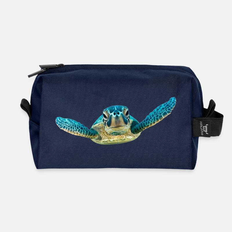 turtle tortoise animals animals10 - Recycled Toiletry Zip Bag - navy