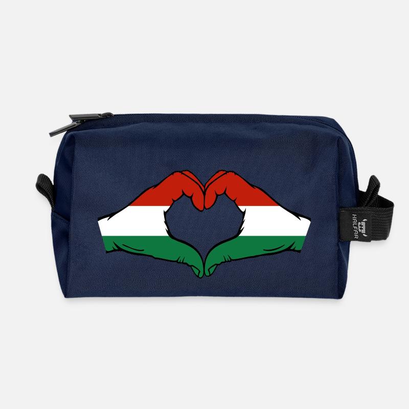 Ungarn Flagge Hände Herzform - Recycelte Kulturtasche - Navy