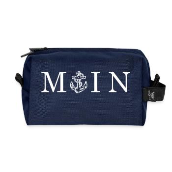 MOIN mit maritimen Anker, weiß - Recycelte Kulturtasche - Navy - Vorne