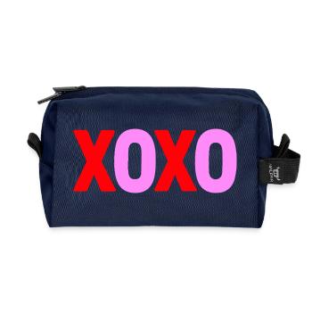 XOXO Love Valentine Text Design - Recycled Toiletry Zip Bag - navy - Front
