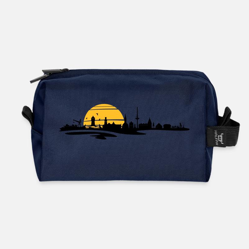 Skyline - Küste Cuxhaven - Recycelte Kulturtasche - Navy