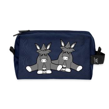 2 friends team bavaria hat beer alcohol - Recycled Toiletry Zip Bag - navy - Front