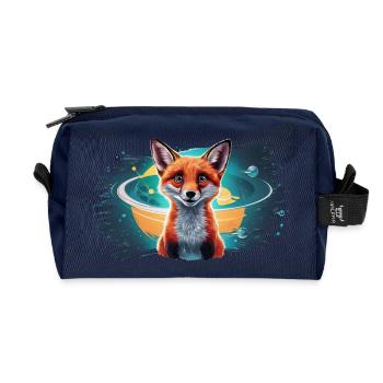 Fox - Illustration - Recycled Toiletry Zip Bag - navy - Front