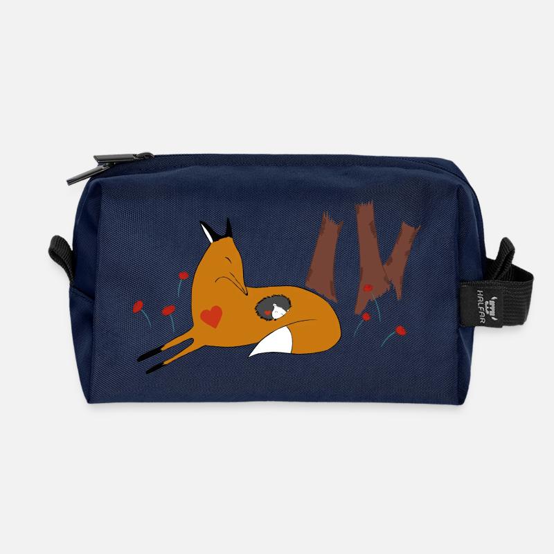 Renard et hérisson - Trousse de toilette en tissu recyclé - marine