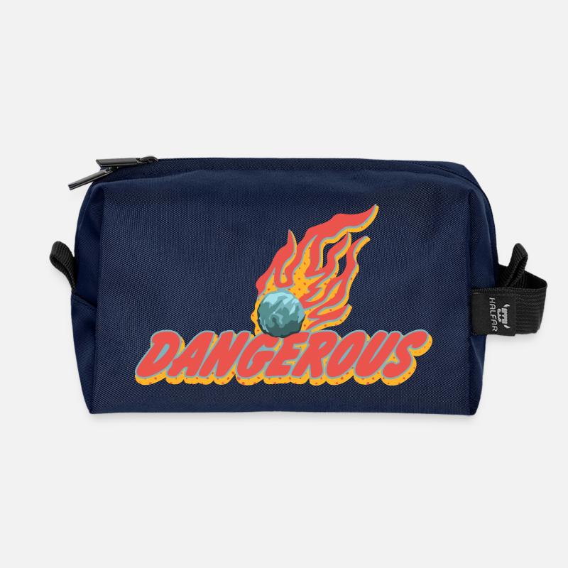 Gefährlich – Flammender Meteor Statement - Recycelte Kulturtasche - Navy