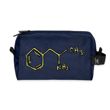 Amphetamine structural formula chemistry - Recycled Toiletry Zip Bag - navy - Front