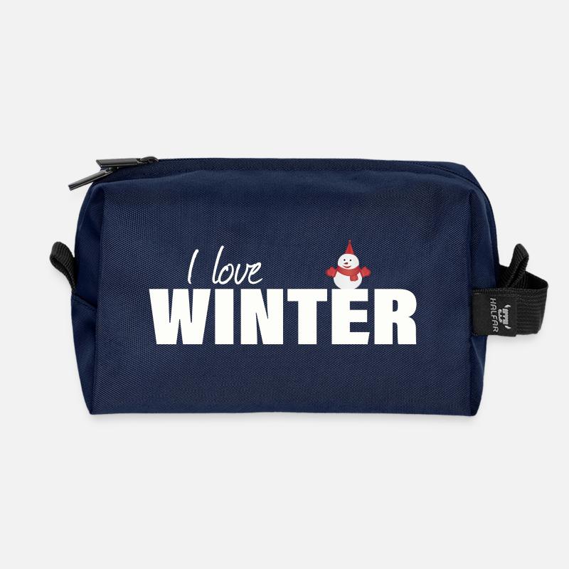 I LOVE WINTER - Recycelte Kulturtasche - Navy