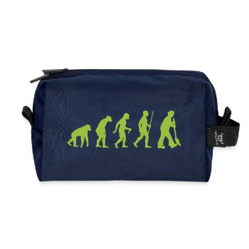 Évolution - de l’homme préhistorique à l’amoureux des jardins - Trousse de toilette en tissu recyclé - marine - Devant