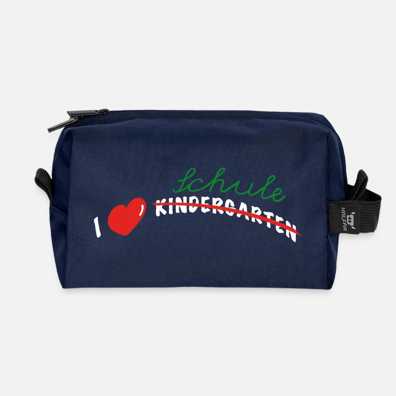 I love Schule - Recycelte Kulturtasche - Navy