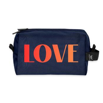 LOVE Font Gradient Typo in Red Orange - Recycled Toiletry Zip Bag - navy - Front