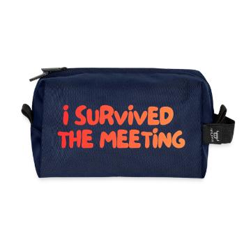 i survived the meeting - Recycled Toiletry Zip Bag - navy - Front