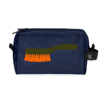 Mushroom Brush Tool Collector - Recycled Toiletry Zip Bag - navy - Front