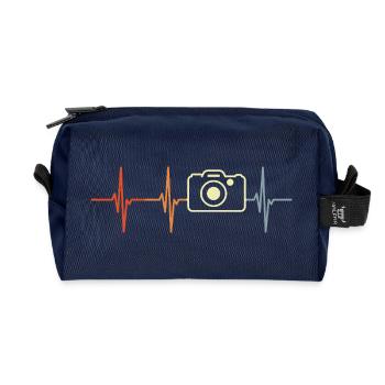 Photography Cardiogram Retro Look - Recycled Toiletry Zip Bag - navy - Front