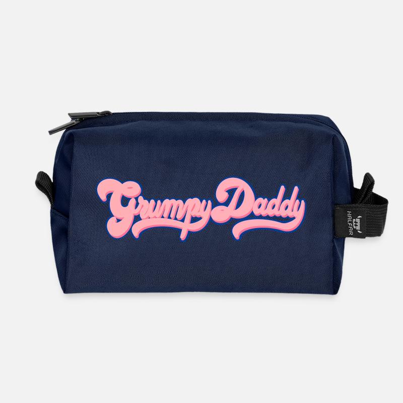 Grumpy Daddy Retro Script - Farbe "Bubble Gum" - Recycelte Kulturtasche - Navy