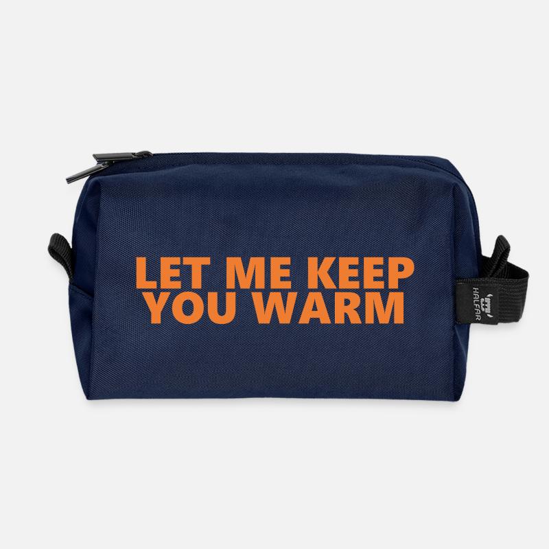 Let Me Keep You Warm Fun Statement - Recycled Toiletry Zip Bag - navy