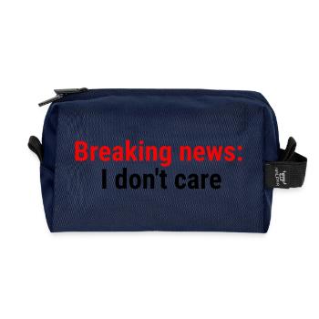 Breaking news: I don't care Black - Recycled Toiletry Zip Bag - navy - Front