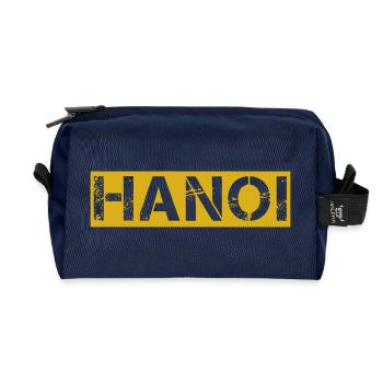 hanoi vintage text yellow  - Recycelte Kulturtasche - Navy - Vorne
