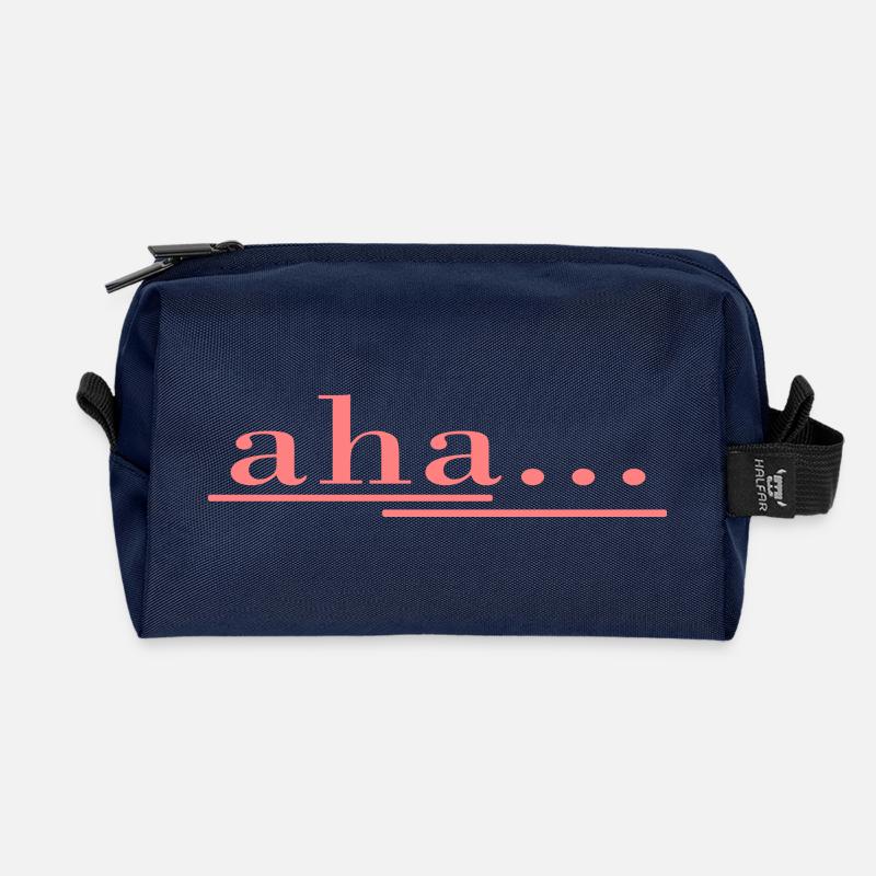 aha... that's how it works! Saying, fun, fresh design - Recycled Toiletry Zip Bag - navy