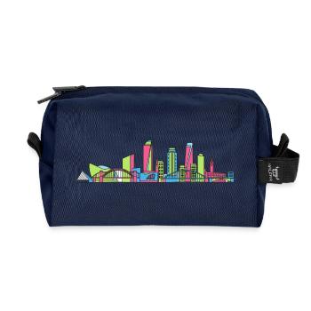 Newcastle City Skyline NSW Modern Line Art - Recycled Toiletry Zip Bag - navy - Front