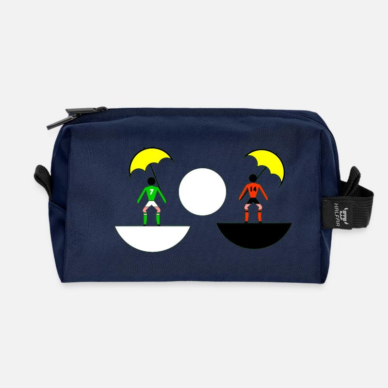 Neon-Regenschirm-Duell in geteilten Hälften - Recycelte Kulturtasche - Navy