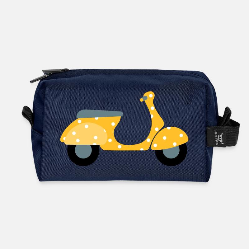 Roller Dots gelb Muster Punkte Urlaub Sommer Fun - Recycelte Kulturtasche - Navy