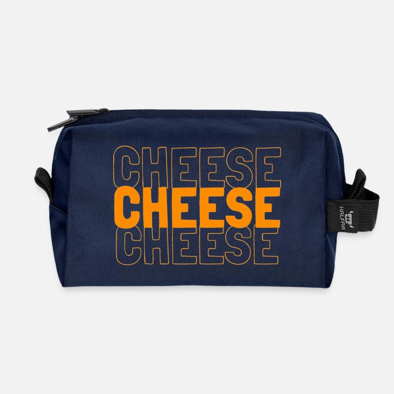 Käse Schriftzug Muster - Recycelte Kulturtasche - Navy