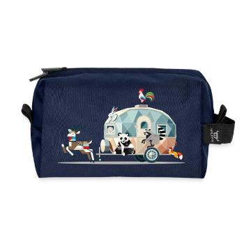 Animal journey – caravans full of adventure - Recycled Toiletry Zip Bag - navy - Front