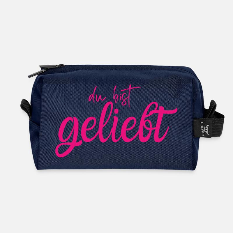 Du bist geliebt - Recycelte Kulturtasche - Navy