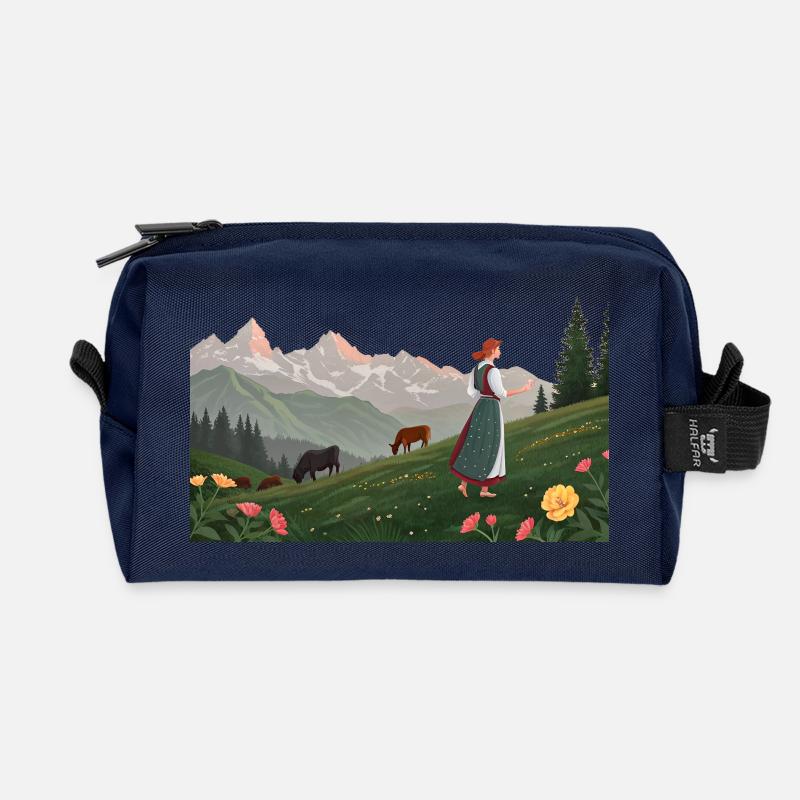 Folklore | Frau in Tracht - Recycelte Kulturtasche - Navy