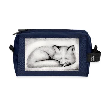Schlafender Fuchs - handgeschnitzte Druckvorlage - Recycelte Kulturtasche - Navy - Vorne