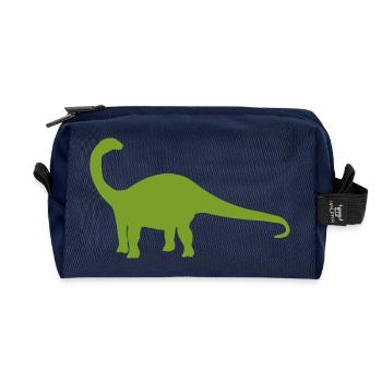 Silhouette de dinosaure vert - Trousse de toilette en tissu recyclé - marine - Devant