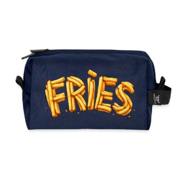 Frieze French Fries Typography Design - Recycled Toiletry Zip Bag - navy - Front