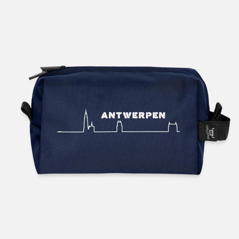 Antwerpener minimalistische Skyline - Recycelte Kulturtasche - Navy