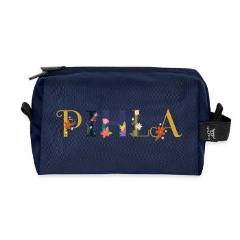 PIHLA name decorated with flowers - Recycled Toiletry Zip Bag - navy - Front