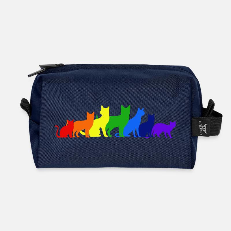 Regenbogen der Katzen - Recycelte Kulturtasche - Navy