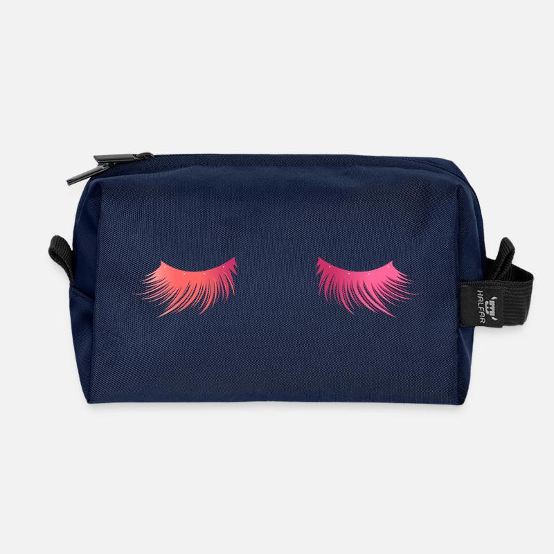 Lange schöne Wimpern - Geschenk - Recycelte Kulturtasche - Navy