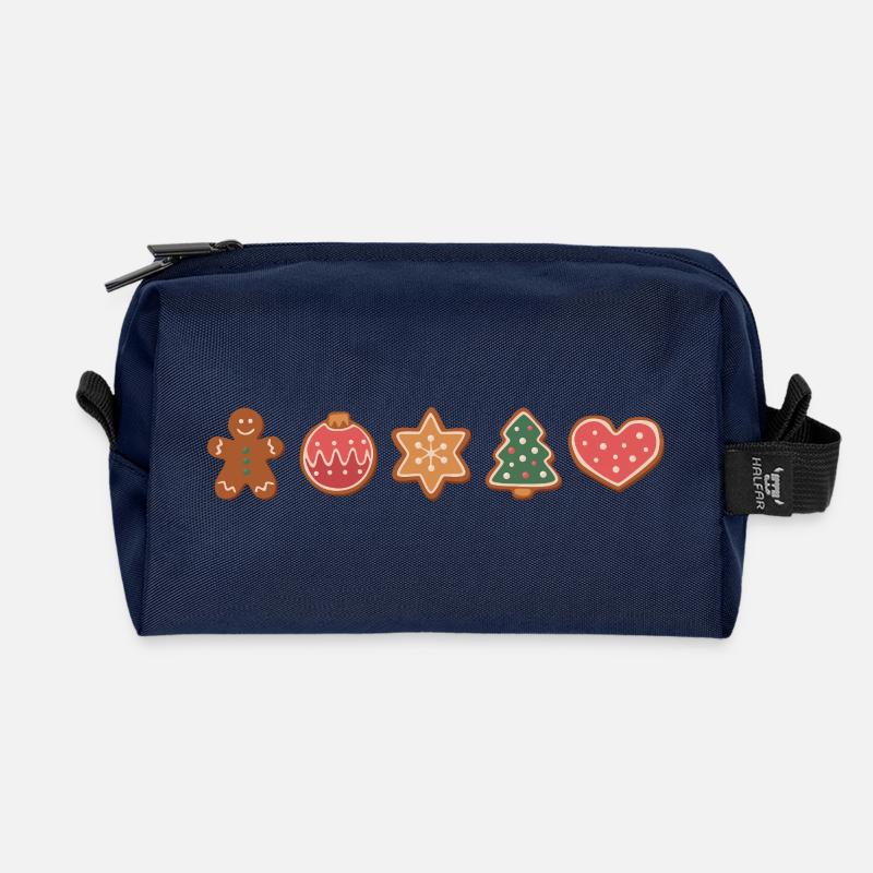 Plätzchen und Kekse zu Weihnachten - Recycelte Kulturtasche - Navy