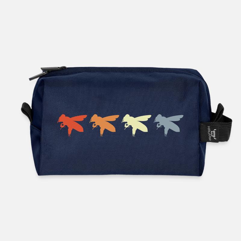 Honigbiene Vintage Look - Recycelte Kulturtasche - Navy