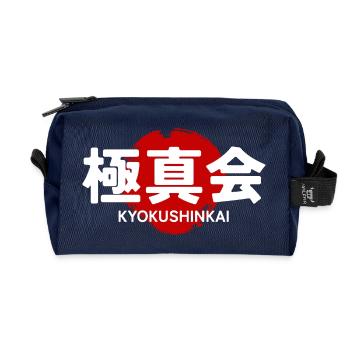 Kyokushin Karate Dojo GYM Japanese Kanji - Recycled Toiletry Zip Bag - navy - Front