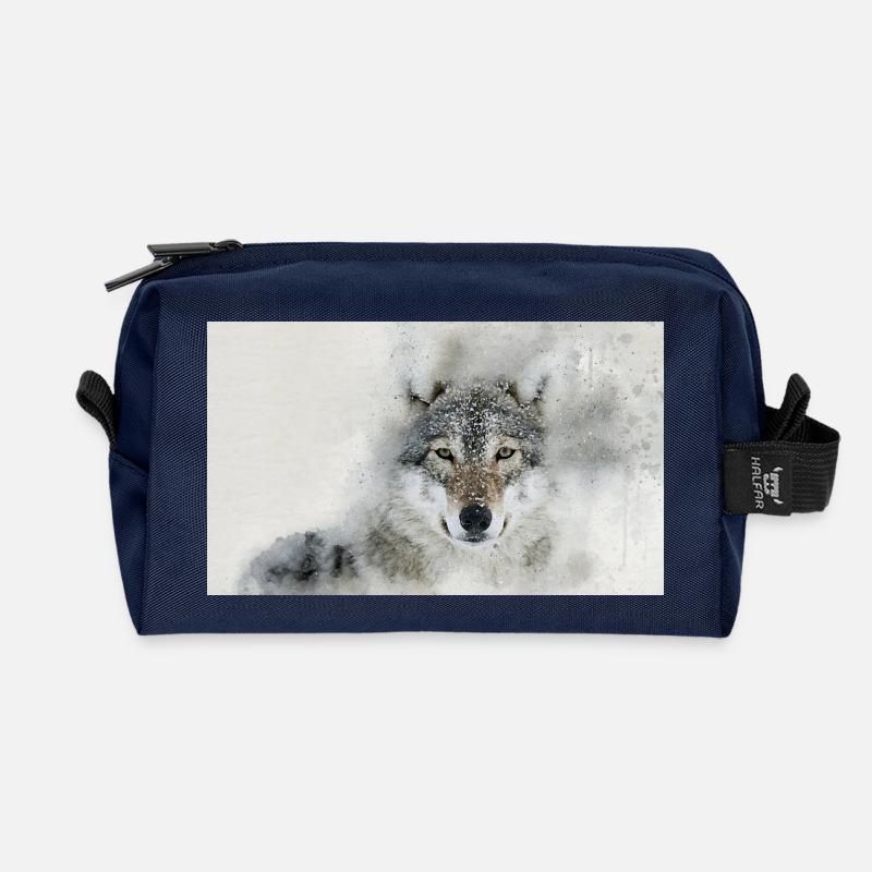 Wolf - Recycelte Kulturtasche - Navy
