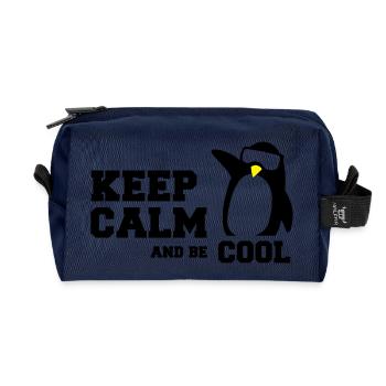 penguin keep calm - Recycled Toiletry Zip Bag - navy - Front