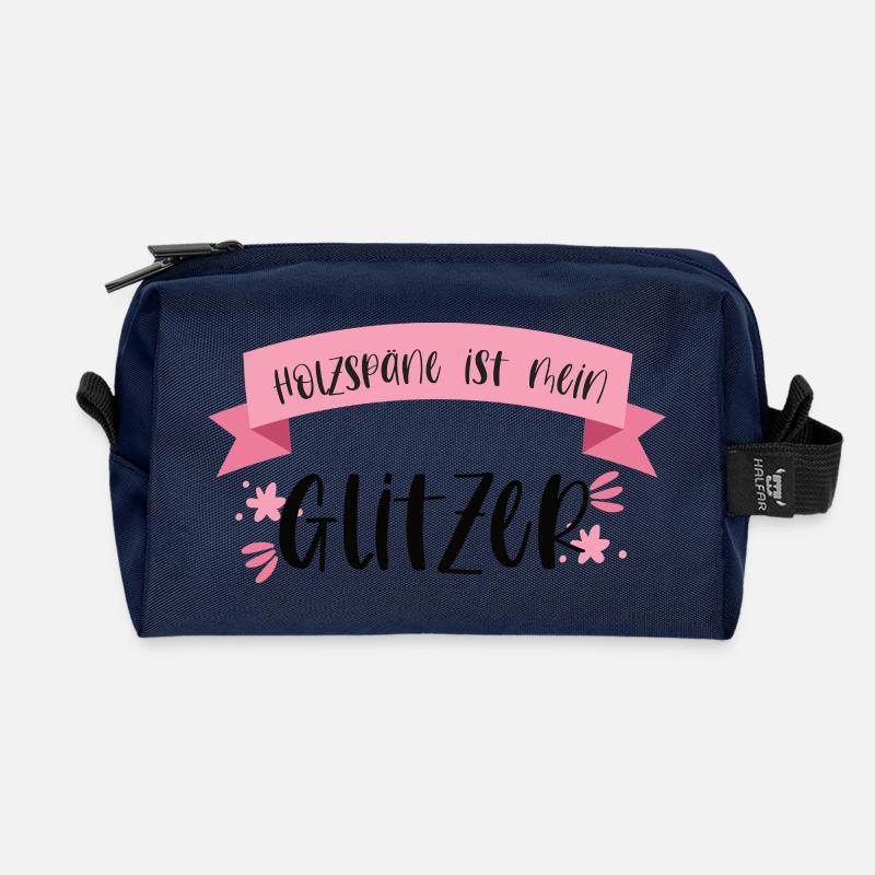 Holz Handwerkerin Sägespäne Wald Glitzer Geschenk - Recycelte Kulturtasche - Navy