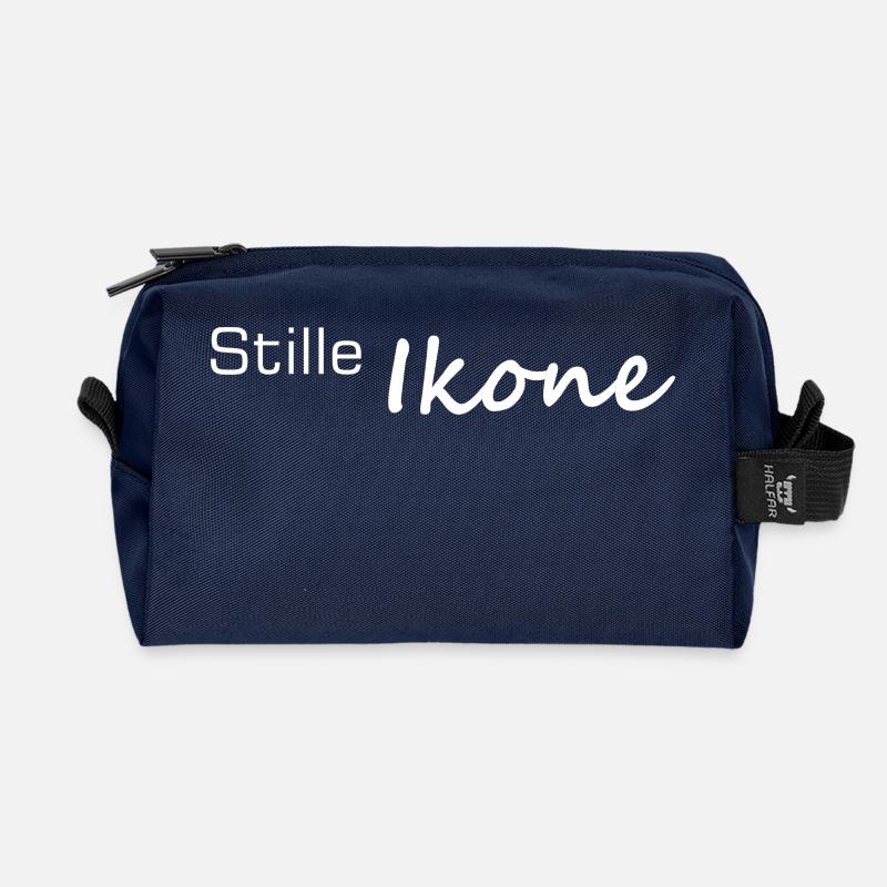 Silent Icon Minimalist Contrast - Recycled Toiletry Zip Bag - navy
