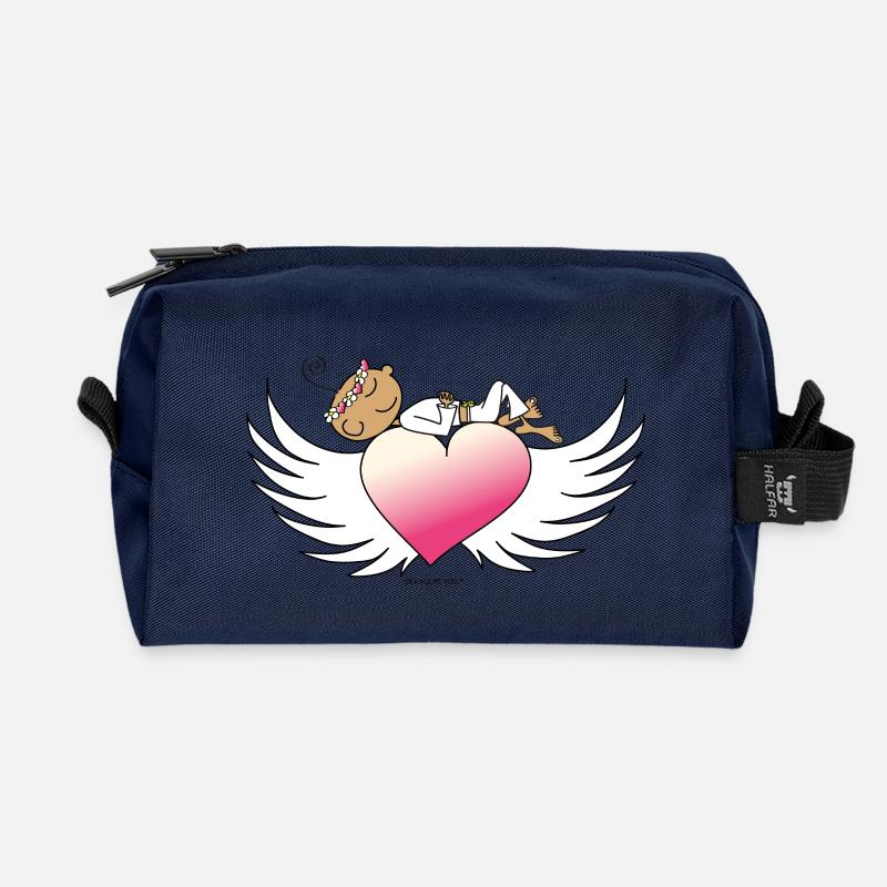 Herz mit Flügeln - Recycelte Kulturtasche - Navy