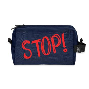 STOP. HUMOR. MESSAGE. QUOTATION. PANEL. DAD - Recycled Toiletry Zip Bag - navy - Front