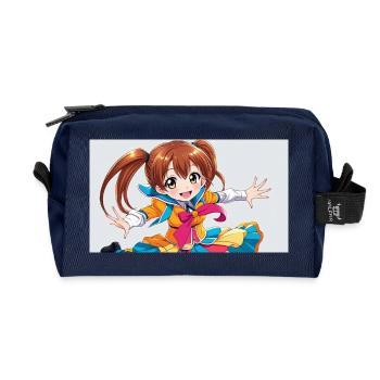 Ein niedliches manga maedchen - Recycelte Kulturtasche - Navy - Vorne